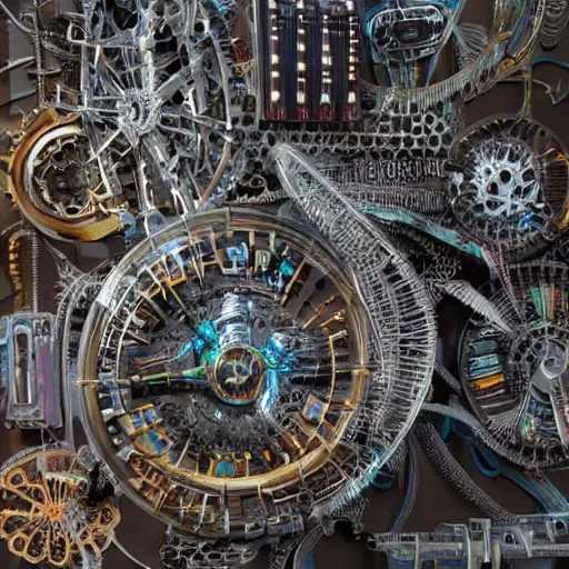 Prompt: hyperdetailed and intricate sci fi machine panel, with neon tubes and nixie tubes and cogs and gears, daniel motz,'untitled 9 ', sculpture, mechanical elements and mixed media on panel, bill lowe gallery, hyperrealistic