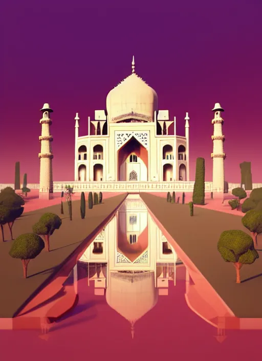 Image similar to a low poly isometric render of taj mahal in the style of monument valley, intricate, elegant, smooth shading, soft lighting, illustration, simple, solid shapes, by magali villeneuve, jeremy lipkin and michael garmash, rob rey and kentaro miura style, octane render