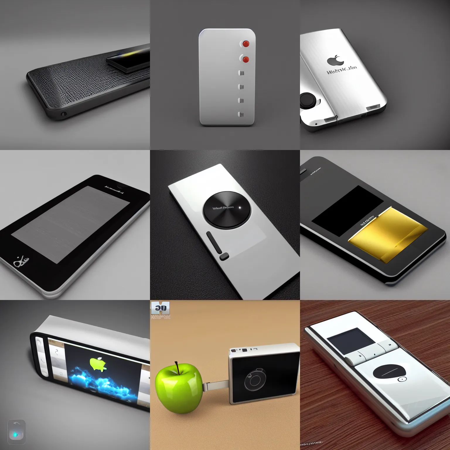 Prompt: apple walkman, concept art, hd, 3 d render, design, highly detailed