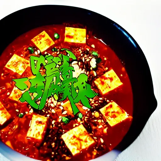 Prompt: mapo tofu, hyperpop aesthetics, album concept art,