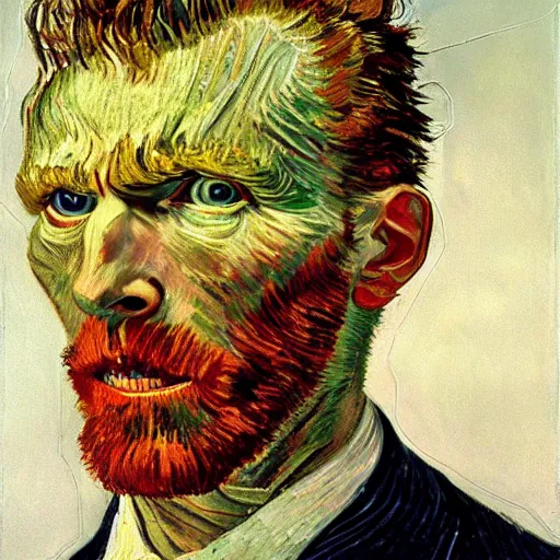 Prompt: high quality high detail painting by lucian freud, hd, portrait of van gogh, photorealistic lighting