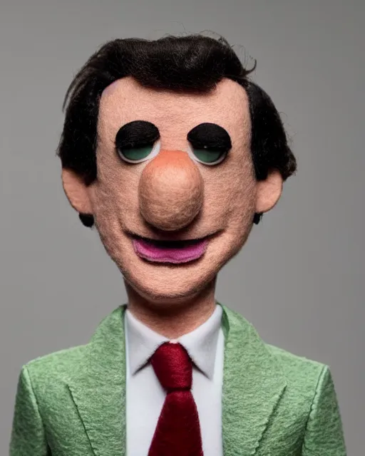 Image similar to jose maria aznar as a muppet. highly detailed felt. hyper real photo. 4 k.