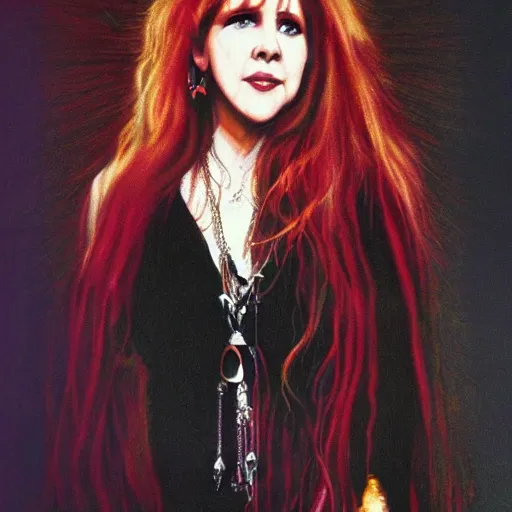 Prompt: stevie nicks redhead guitar full portrait