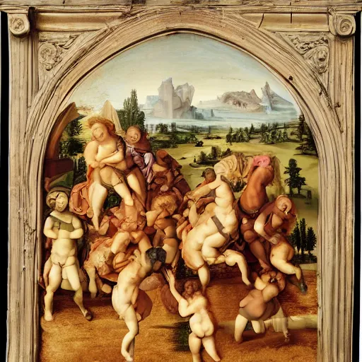 Image similar to quad race, renaissance composition