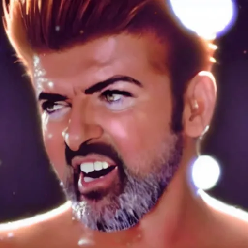 Image similar to george michael goes super saiyan during the last christmas music video