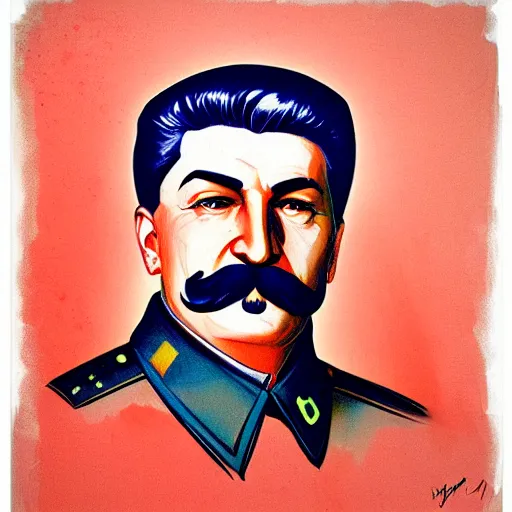 Prompt: portrait of iosif stalin style of james jean