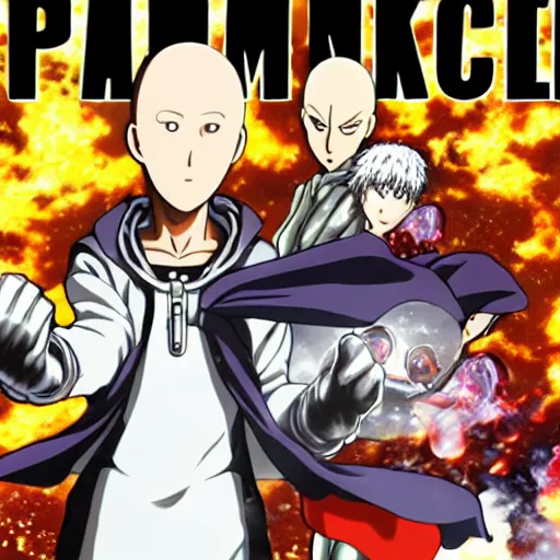 Prompt: one punch man baking french baguette, manga book anime style, anime key visual, pixiv