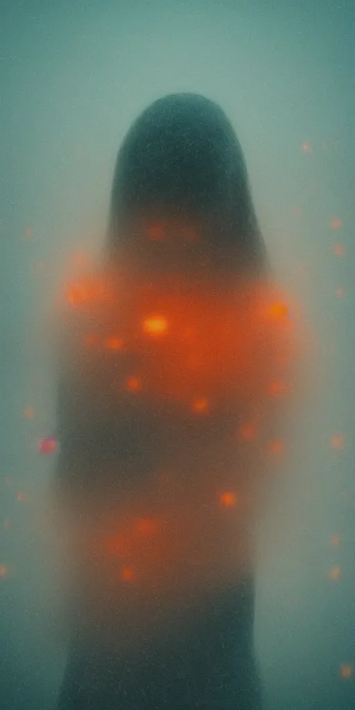 Image similar to a blurry closeup picture, in the clutches of flesh, dripping wet, no face, macro photography, long exposure photograph, surrealism, anamorphic bokeh, cozy, soft light, cyan and orange, caustic, atmospheric fog, octane render, cinematic