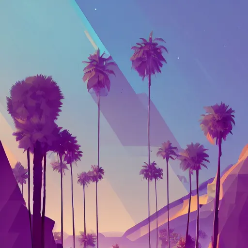 Image similar to a beautiful illustration of palm springs by James gilleard, artstation HD, geometric lines, HD, 4k, 8k