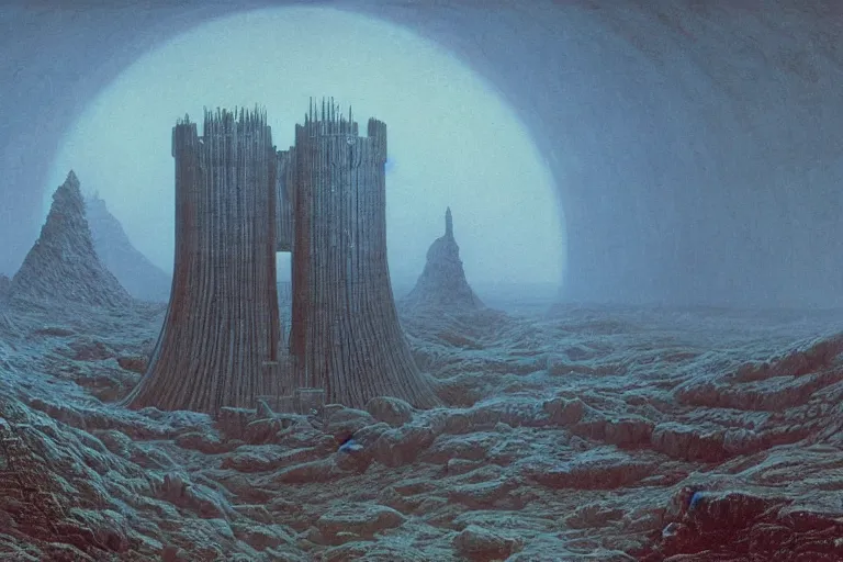 Image similar to intricate, 3 d, vast underground nuclear reactor, style by caspar david friedrich and wayne barlowe and ted nasmith.