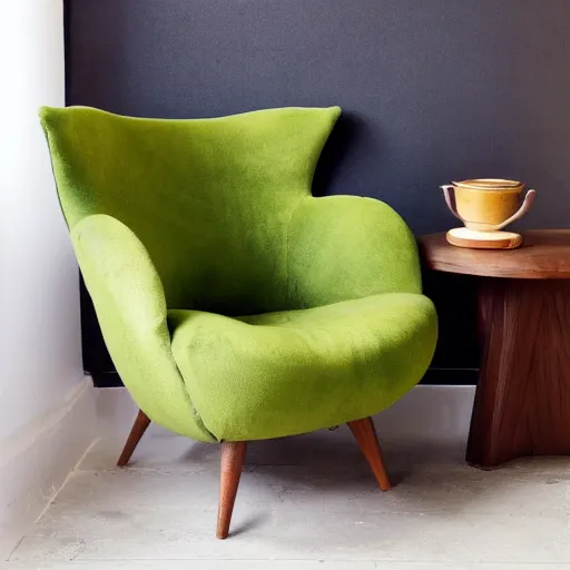 Image similar to avocado armchair, an armchair in the shape of an avocado