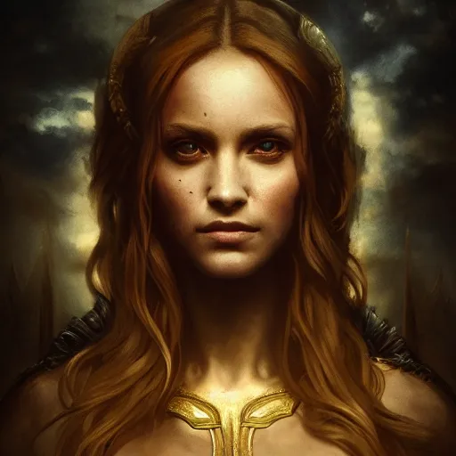 Image similar to majestic gracious regal seductive goddess selene portrait, ancient greece, atmospheric lighting, painted, menacing, intricate, volumetric lighting, beautiful, rich deep colours masterpiece, golden hour, sharp focus, ultra detailed, by leesha hannigan, ross tran, thierry doizon, kai carpenter, ignacio fernandez rios