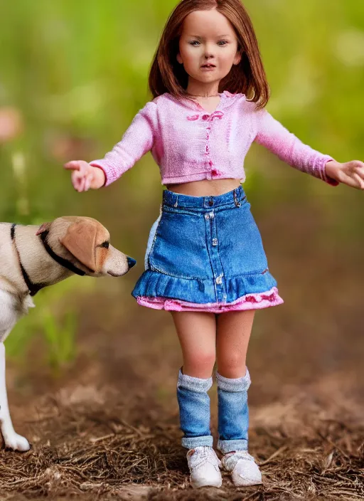 Image similar to Miniature of a Girl with a Dog, Product Introduction Photos, 4K, Full body