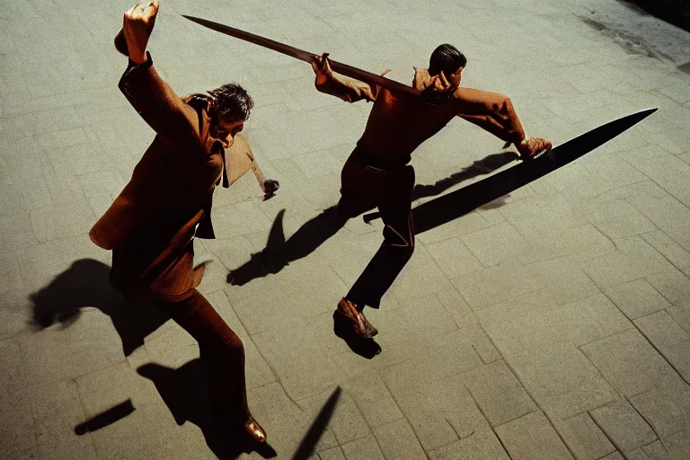 Prompt: closeup potrait of a man tripping over a sword, natural light, sharp, detailed face, magazine, press, photo, steve mccurry, david lazar, canon, nikon, focus