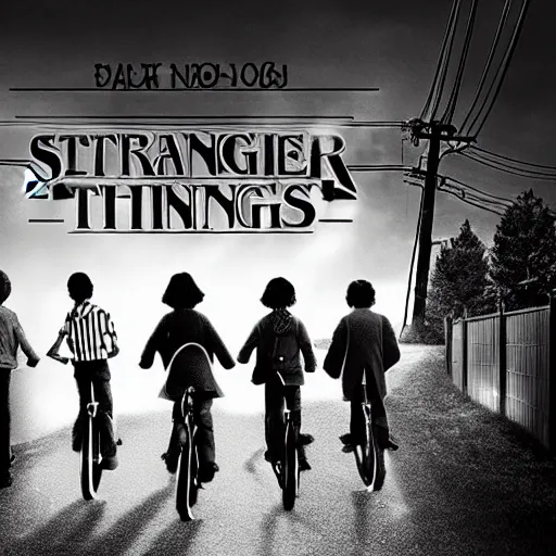 Image similar to stranger things in black and white