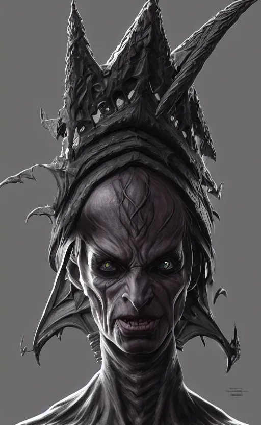 Image similar to legendary creepy dark elf wizard, highly detailed, d & d, fantasy, highly detailed, digital painting, trending on artstation, concept art, sharp focus, illustration, global illumination, ray tracing, realistic shaded, art by artgerm and greg rutkowski and fuji choko and viktoria gavrilenko and hoang lap