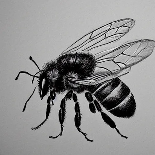 Image similar to bee photorealistic photo hand drawn