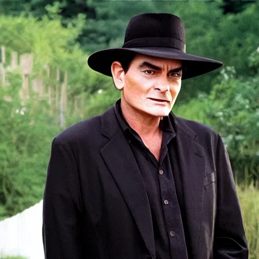 Image similar to charlie sheen in an amish comedy drama