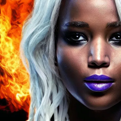 Prompt: Promo picture of Jennifer Lawrence as Storm in X-men remake (2029)