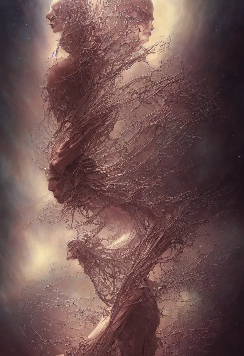 Image similar to ghost of nobody, by artgerm and yoshitaka amano and moebius and hr giger and zdislaw beksinski and alphonse mucha, matte painting, hyperdetailed, symmetry, inspiration, hope, surreal, ornate, nebula, explosions in the sky, trending on artstation