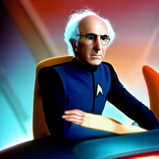 Prompt: “ still of star trek the next generation. larry david as captain on the bridge of the enteprise, 4 k ” w - 1 0 2 4