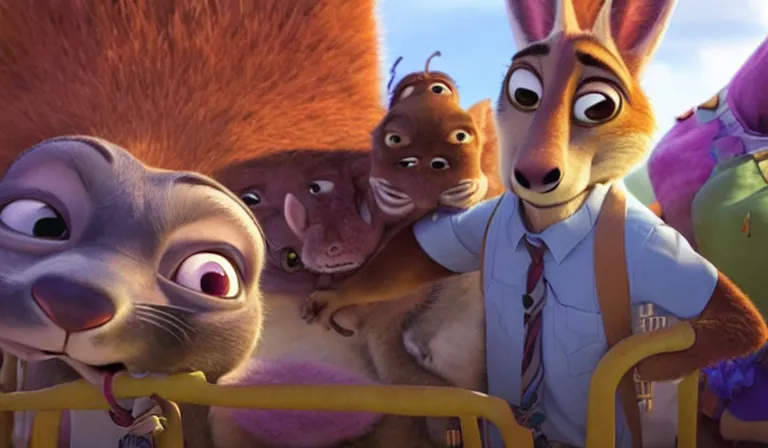 Prompt: A scene from Zootopia. Big Cry. Pixar Digital Movies