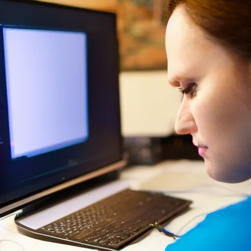 Image similar to stock photo of a person learning to program, confused, studio lighting, award winning, sony A79