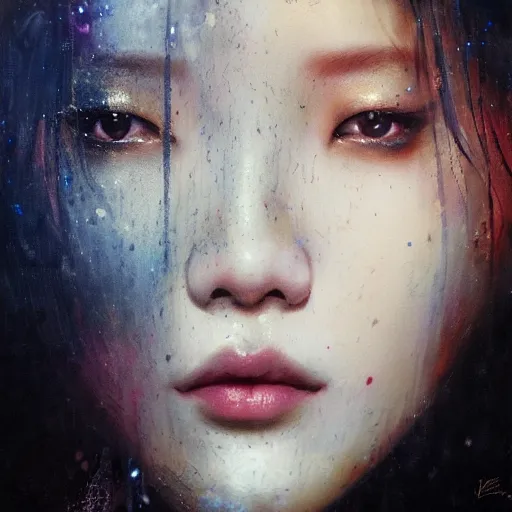 Image similar to jisoo of blackpink, snake, hyperrealistic portrait, bladerunner street, by karol bak and agnes cecile, album cover, fantasy art, photo realistic, dynamic lighting, artstation, poster, volumetric lighting, very detailed face, 8 k, award winning