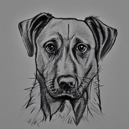 Image similar to dog portrait, sketch, hand - drawn by eeststreatdrug