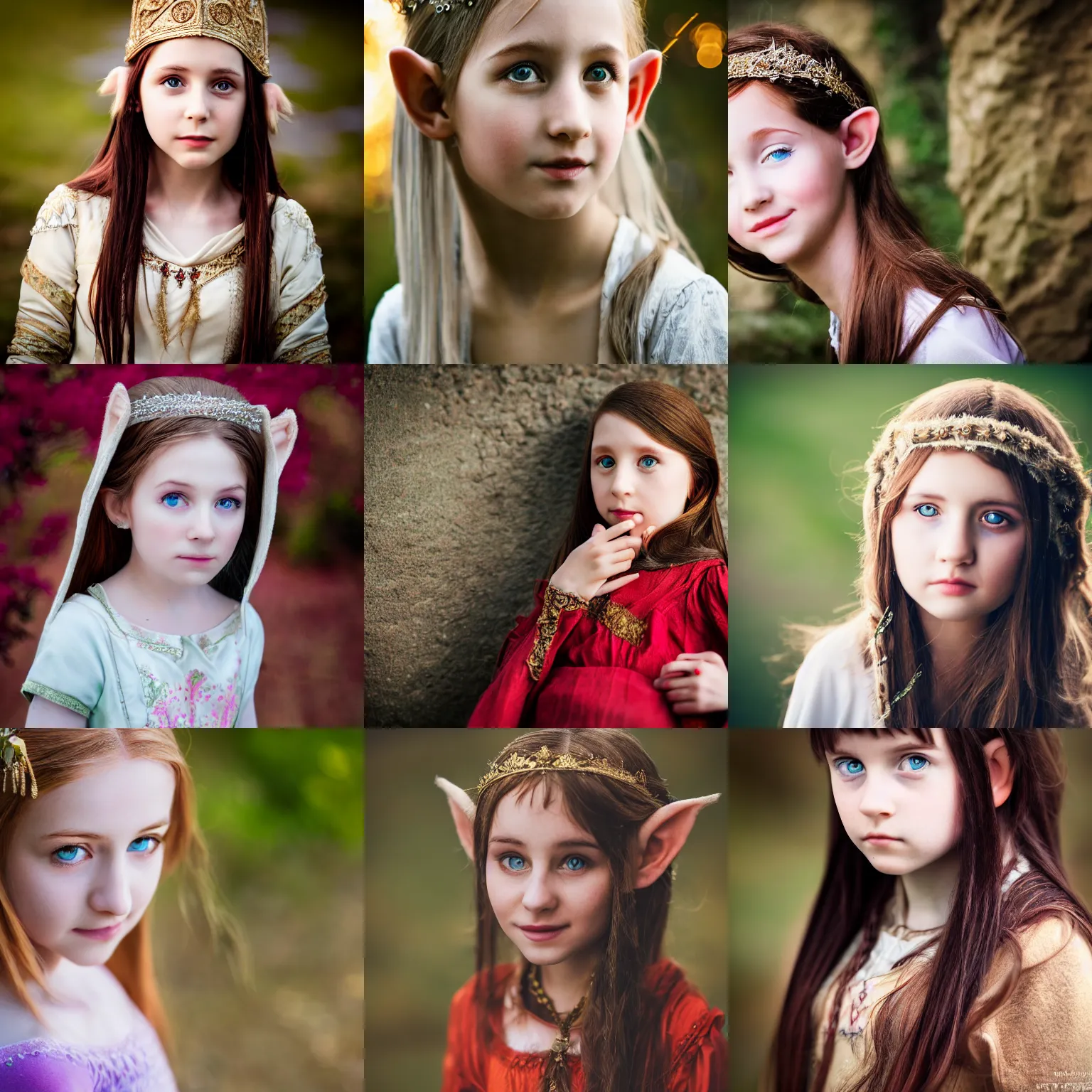 Prompt: high quality portrait photography of young beautiful elvish princess taken with Sony alpha 9 and sigma art lens f1.4