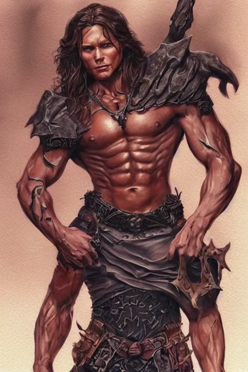 Prompt: face and torso portrait of pretty muscular sam winchester as a dark mage warrior tattooed, d & d!, fantasy style, sharp focus!, ultra detailed, art by artgerm and peter andrew jones, wlop