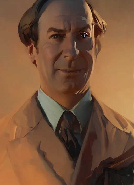 Image similar to portrait of saul goodman, closeup, lawyer, painting by sargent and leyendecker, asymmetrical, intricate, elegant, matte painting, illustration,, by rhads, by greg rutkowski, by greg tocchini, by james gilleard, by joe fenton