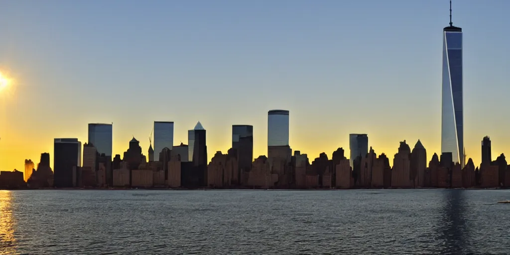 Prompt: world trade center in the sunset