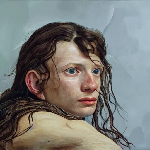 Image similar to high quality high detail painting by lucian freud, hd, arwen from lord of the rings