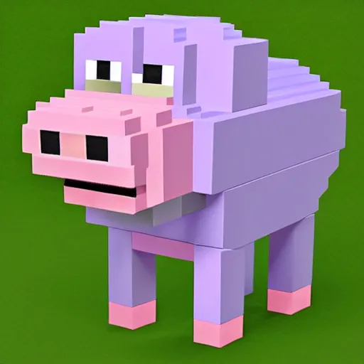 Prompt: a blocky pig that looks hyper - realistic