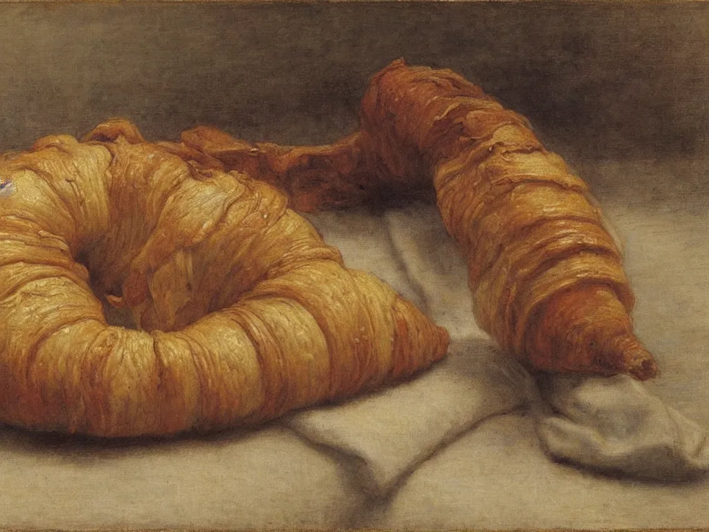 Image similar to the human - eating croissant. painting by henri fantin - latour