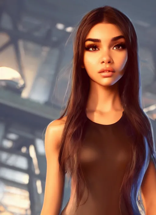 Image similar to Madison Beer as a video game character, digital art, unreal engine, unreal engine render, blender render, render, 4k, coherent