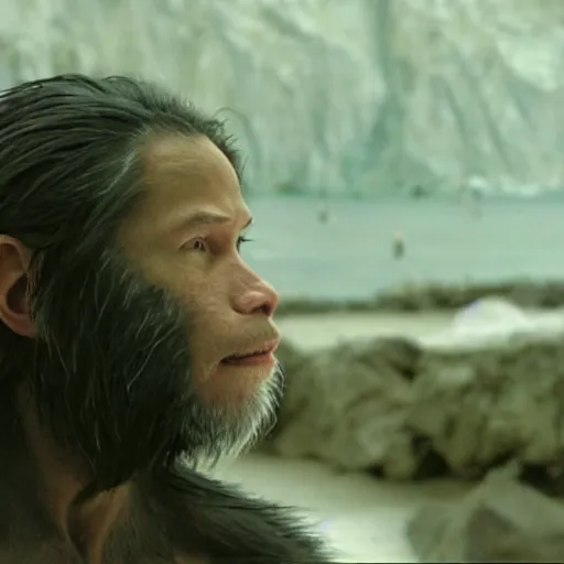 Image similar to Keanu Reeves In planet of the apes Very detailed 4K quality Super Realistic