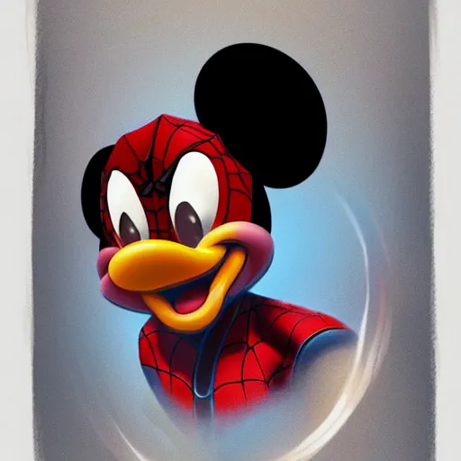 Prompt: Mickey mouse is spiderman, concept art, well detailed, digital art, trending on artstation