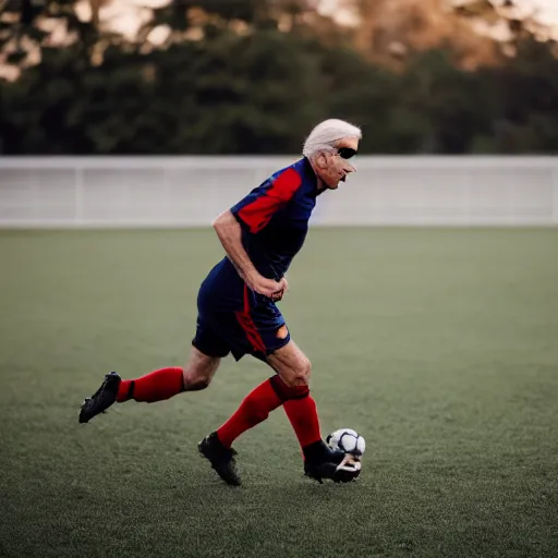 Prompt: joe biden playing soccer, professional sports photography, cinematic lighting