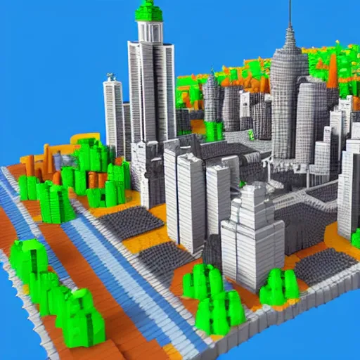 Prompt: voxel art schi-fi cityby Antoine Lendrevie