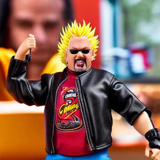 Prompt: Guy Fieri action figure, product photo, detailed, 4k