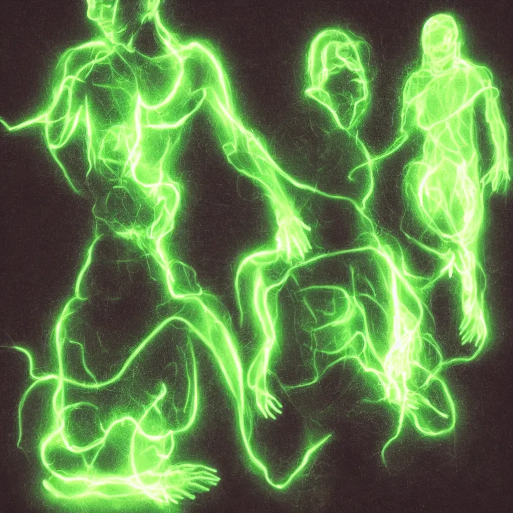 Image similar to A man with a green aura