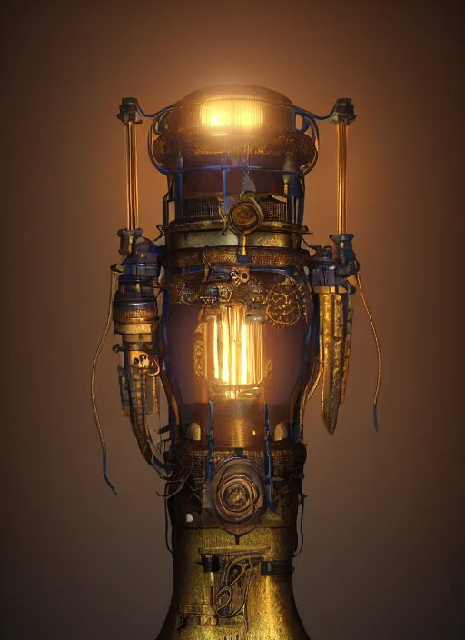 Prompt: steampunk lavalamp, intricate detail, volumetric lighting, epic composition, hyper detailed, ultra realistic, sharp focus, octane render, blue moon, volumetric, ray tracing, artstation trending, cgsociety, sense of awe, swirling mist, 4 k