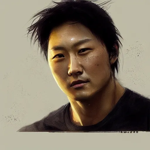 Prompt: “Portrait of Sung Kang by Greg Rutkowski, young, attractive, highly detailed portrait, scifi, digital painting, artstation, concept art, smooth, sharp foccus ilustration, Artstation HQ”