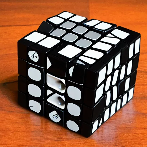 Image similar to deus ex machina solving rubik cube