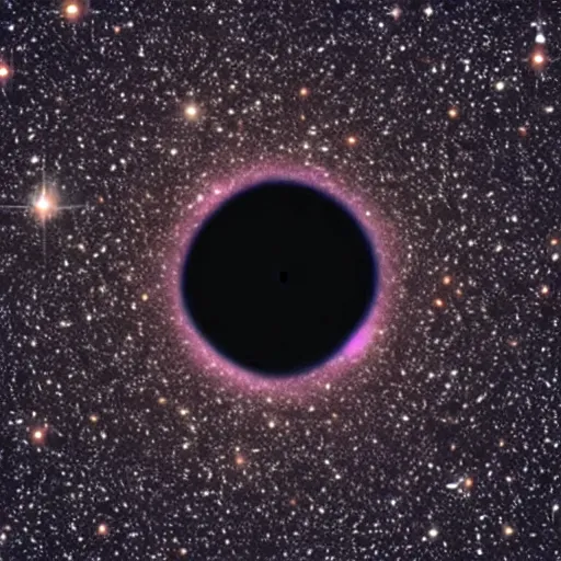 Prompt: an image of a stellar black hole in a galactic setting full of stars taken by an ultra powerful telescope photorealistic