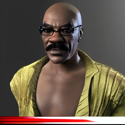 Image similar to Eddie zmurphy as a Square Enix Villain 2005 JRPG cinema 4d render, Ray tracing reflection, natural lighting, Unreal Engine award winning photography