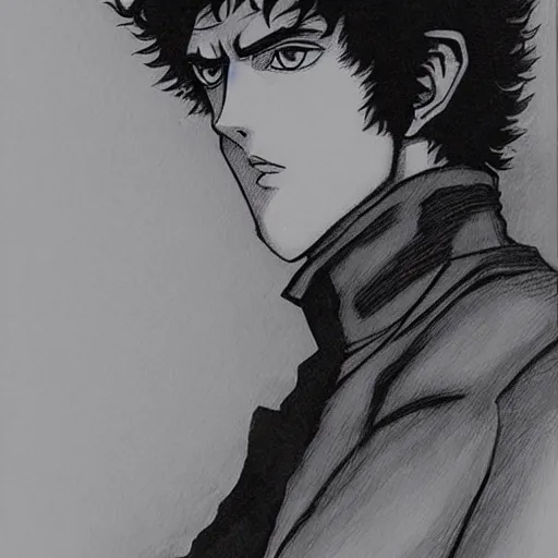 Prompt: Spike Spiegel by Kentaro Miura, Charachter Portrait,