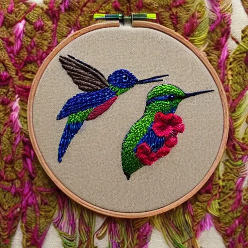 Image similar to hummingbird embroidery,